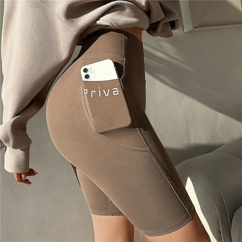 Women Yoga Sports Shorts High Waist Fitness Shorts Casual Streetwear Short Trousers Female Tight Shorts For Ladies Workout Pants - 3KDyn